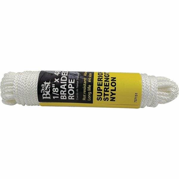 All-Source 1/8 In. x 48 Ft. White Braided Nylon Packaged Rope 737151